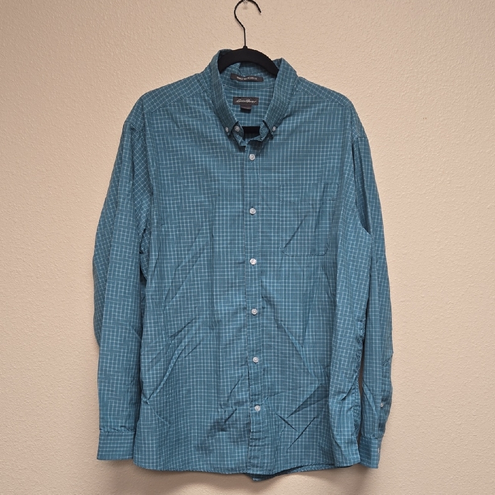 Eddie Bauer Wrinkle-Free Relaxed Fit Check Dress Shirt